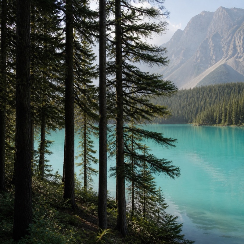 A turquoise lake between mountains